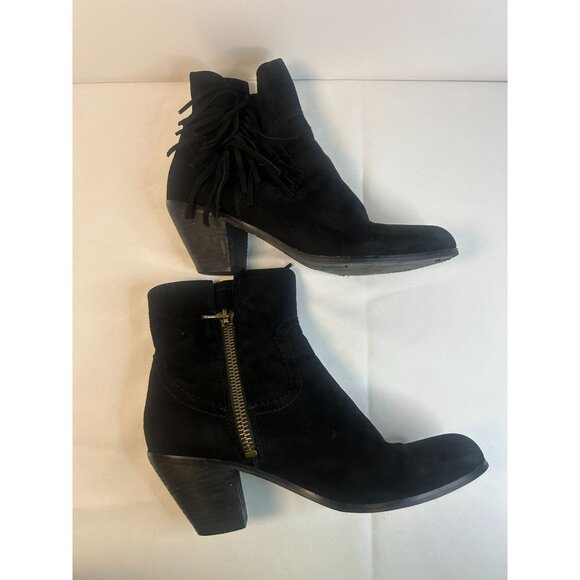 SAM EDELMAN Louie Ankle Boot Black Suede Western Fringe, Zip, Women's Size 9.5 - Picture 7 of 12